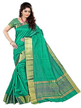 e-VASTRAM Womens Tassar Silk Saree With Zari Blouse(TAG_Green)