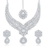 Sukkhi Pleasing Rhodium Plated AD Necklace Set for Women