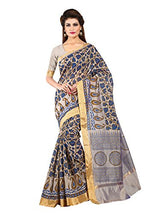 Lehja Women's Cotton Sarees Party Wear/Traditional Cotton Sarees/Woven Cotton Sarees - Hazelwood Biege &amp; Navy Blue