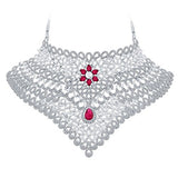 Sukkhi Attractive Rhodium Plated AD Necklace Set For Women