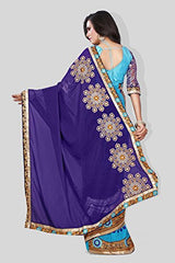 Sareeshop Women's Georgette Saree (Jessica_001_Blue_Free Size)