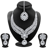 Sukkhi Pleasing Rhodium Plated AD Necklace Set for Women