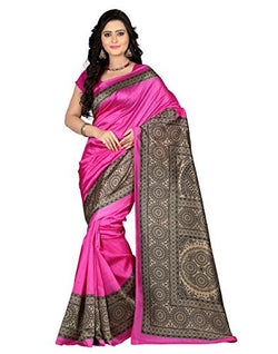 e-VASTRAM Womens Art Mysore Printed Silk(NS5D_Pink)