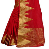 Binal Fashion Self Design Women Red Cotton Silk Saree