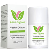 Amara Organics Vitamin C Cream for Face with Coconut Oil, Cocoa Butter & Jojoba Oil, 1.7 fl. oz.