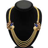 Sukkhi Gold Plated Multi Strand Necklace With Drop Earring For Women
