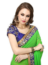 Panchratna Women's Faux Georgette Saree (ME-NX-93-1_Green)