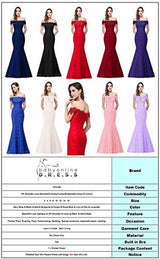 Off Shoulder Lace Long Bridesmaid Maxi Mermaid Prom Dress for Wedding CPS199, Red, 8