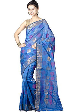 Chandrakala Women's Banarasi Cotton Silk Saree(Blue)