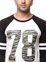 Gritstones Men's Black/White Full Sleeve Round Neck Raglan Cotton Tshirt Gsfsrgln1288Blkwht_Xl