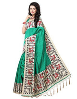 e-VASTRAM Womens Mysore Art Silk Printed Saree With Tassel/Kutch (NSTASSELG_Green)