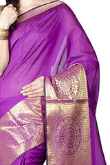 Chandrakala Women's Banarasi Cotton Silk Saree(Purple)