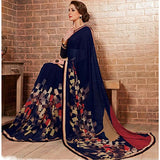 EthnicJunction Women's Georgette Saree With Blouse (EJ1133-3023_Blue)