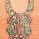 Khushali Fashion Women's Brocade &amp; Georgette Salwar Suit Dress Material(tarzen05_Peach_Free Size)