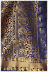 Mimosa Women's Traditional Art Silk Saree Kanjivaram Style With Blouse Color:Peach(3300-225-PCH-NVY )