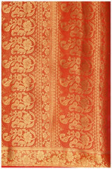 Mimosa Women's Traditional Chiffon Silk Saree Kanjivaram Style With Blouse Color:Orange(3302-221-ORNG )