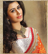 EthnicJunction Women's Party Wear Rajasthani Bandhani Saree With Blouse (EJS3-4808_Red And Orange)