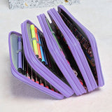 Imported 4 Layers Capacity Pencil Pen Case Travel Brush Makeup Storage Bag Purple