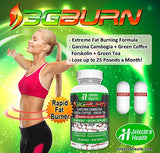 3G-BURN Extreme Fat Burner for Rapid Weight Loss - Pharmaceutical Grade Thermogenic Diet Pills Made with Garcinia Cambogia, Green Coffee, Forskolin and Green Tea. 120 Capsules.