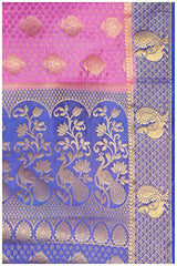Mimosa Women's Traditional Art Silk Saree Kanjivaram Style With Blouse Color:Pink(3301-200-PINK-RBLU )