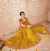 EthnicJunction Women's Heavy Sarees for Wedding Function With Blouse (Yellow,EJ1147-7053)