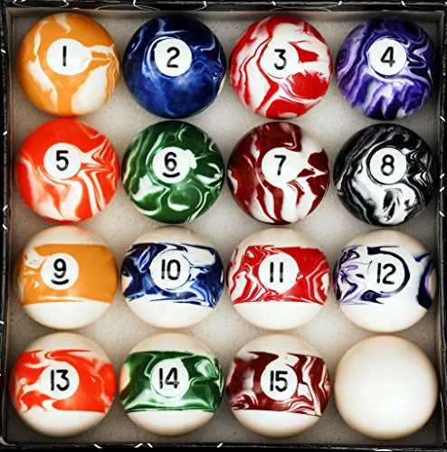 Pool Table Billiard Ball Set, Marble/Swirl Style