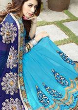 Sareeshop Women's Georgette Saree (Jessica_001_Blue_Free Size)