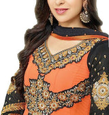 Clickedia Women Faux Georgette Salwar Suit Dress Material (El30011 _Orange _Free Size)