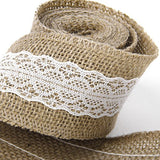 Roll of 2M Wedding Home Craft Burlap Ribbon White Lace Decorated 5cm