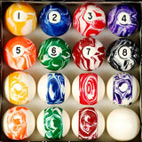 Pool Table Billiard Ball Set, Marble/Swirl Style