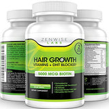 Hair Growth Vitamins Supplement - 5000mcg of Biotin & DHT Blocker for Hair Loss and Baldness - Contains Vitamins That Stimulate Hair Growth & Shine for Men and Women - 120 Pills for 2 Month Supply