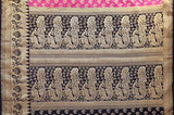 Ishin Poly Tussar Silk Pink &amp; Golden Woven Party Wear Saree.