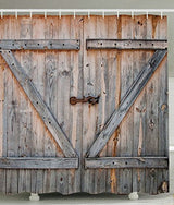 YIGER Rustic Country Barn Wood Door, Old Wooden Garage Door Digital Printing Polyester Antique Theme Shower Curtain with Adjustable Hook 70.86×70.86 Inch