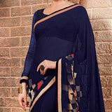 EthnicJunction Women's Georgette Saree With Blouse (EJ1133-3023_Blue)