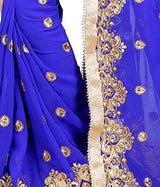 Pahal Fashion Women's Chiffon Saree (PF_7108_Blue)