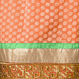 Khushali Fashion Women's Brocade &amp; Georgette Salwar Suit Dress Material(tarzen05_Peach_Free Size)
