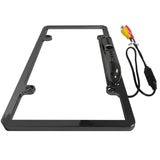 Audiotek AT-110LCC Universal License Plate Rear View Reverse Camera 8 IR LED Night Vision Support Region Free NTSC/PAL Back Up Cam Support - GLOSS BLACK