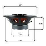 Pair of Audiobank 6.5" 600 Watt 3-Way Orange Car Audio Stereo Coaxial Speaker - AB674