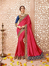 EthnicJunction Women's Heavy Sarees for Wedding Function With Blouse (Pink,EJ1147-7055)