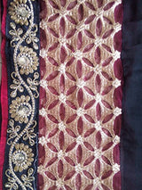 Kanchnar Embroidered Chiffon Ethnic Party Wear Saree With Blouse,Black and Maroon