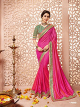 EthnicJunction Women's Heavy Sarees for Wedding Function With Blouse (Pink,EJ1147-7058)