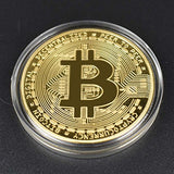 .999 Fine Gold Bitcoin Commemorative Round Collectors Coin - Bit Coin is Gold Plated Copper Physical Coin