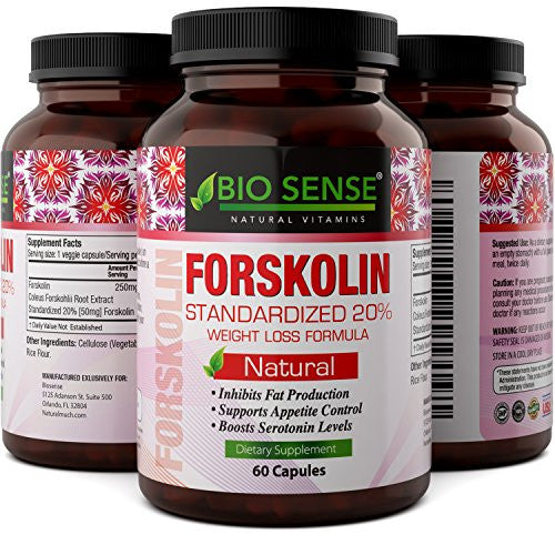 Natural Fat Burner - Pure Forskolin Extract Diet Pills - Best Weight Loss + Appetite Suppressant that Works - Get Thin with 250 mg Capsules of Coleus Forskohlii Root - Lose Weight Fast - Bio Sense