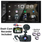 Package Deal Kenwood DDX26BT 6.2" 2-Din in-Dash Sirius/MP3/WMA DVD Touchscreen Monitor Bluetooth Receiver + 1080 HD Dash Cam Night Vision G-Sensor Video Recorder w/Extra