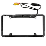 Audiotek AT-110LCC Universal License Plate Rear View Reverse Camera 8 IR LED Night Vision Support Region Free NTSC/PAL Back Up Cam Support - GLOSS BLACK