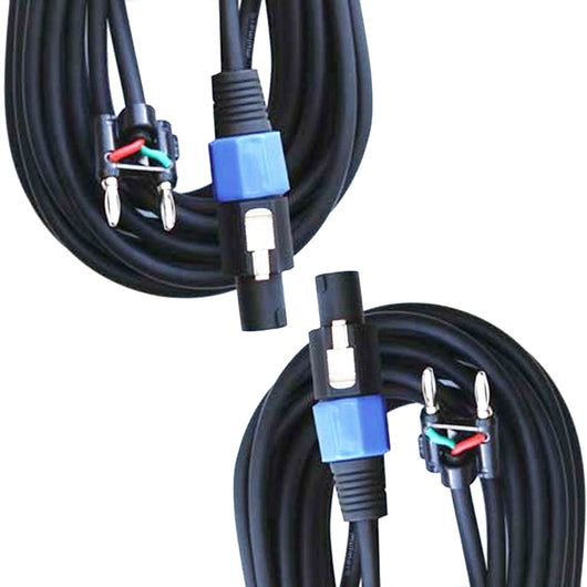 EMB Professional 2 PACKS Of BTS-16G100F - 100FT 16 Gauge Banana To Speakon Heavy Duty Speaker Cables