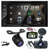 Package Deal Kenwood DDX26BT 6.2" 2-Din in-Dash Sirius/MP3/WMA DVD Monitor Bluetooth Receiver +1080 HD Dash Cam G-Sensor Video Recorder & HD Rear Cam w/Extra