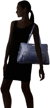 Hidesign 109 02-Croco Women's Shoulder Bag Handbag (Blue)