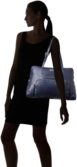 Hidesign 109 02-Croco Women's Shoulder Bag Handbag (Blue)