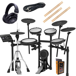 Roland V-Compact Series Electronic Kit, Set (TD-17KVX-S) + Headphone and 3.5mm Aux Cable with Drum Sticks HP2000+M